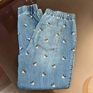 Disney Parks Mickey Mouse Print Denim Joggers